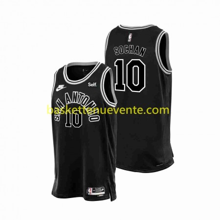 Maillot Basket San Antonio Spurs Jeremy Sochan 10 Nike 2022-2023 Classic Edition Noir Swingman - Homme